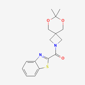 molecular formula C16H18N2O3S B2771312 苯并[d]噻唑-2-基(7,7-二甲基-6,8-二氧杂-2-氮杂螺[3.5]壬-2-基)甲酮 CAS No. 1396844-84-0