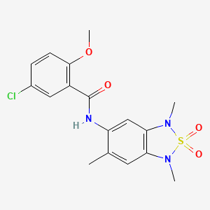 molecular formula C17H18ClN3O4S B2771315 5-chloro-2-methoxy-N-(1,3,6-trimethyl-2,2-dioxido-1,3-dihydrobenzo[c][1,2,5]thiadiazol-5-yl)benzamide CAS No. 2034243-82-6