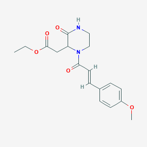 (E)-ethyl 2-(1-(3-(4-methoxyphenyl)acryloyl)-3-oxopiperazin-2-yl)acetate
