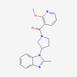 molecular formula C19H20N4O2 B2771326 (2-methoxypyridin-3-yl)(3-(2-methyl-1H-benzo[d]imidazol-1-yl)pyrrolidin-1-yl)methanone CAS No. 2034514-56-0