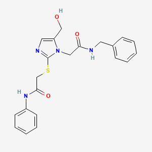 2-[2-[(2-anilino-2-oxoethyl)thio]-5-(hydroxymethyl)-1H-imidazol-1-yl]-N-benzylacetamide
