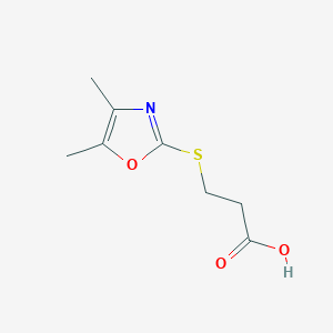 molecular formula C8H11NO3S B277134 3-[(4,5-Dimethyl-1,3-oxazol-2-yl)sulfanyl]propanoic acid 