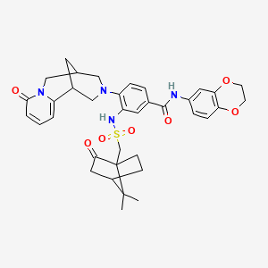 N-(2,3-dihydrobenzo[b][1,4]dioxin-6-yl)-3-(((1R)-7,7-dimethyl-2-oxobicyclo[2.2.1]heptan-1-yl)methylsulfonamido)-4-(8-oxo-5,6-dihydro-1H-1,5-methanopyrido[1,2-a][1,5]diazocin-3(2H,4H,8H)-yl)benzamide