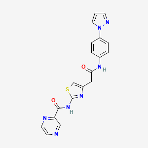 N-(4-(2-((4-(1H-pyrazol-1-yl)phenyl)amino)-2-oxoethyl)thiazol-2-yl)pyrazine-2-carboxamide