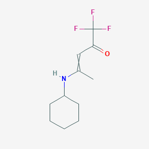 molecular formula C11H16F3NO B2771354 4-(Cyclohexylamino)-1,1,1-trifluoro-3-penten-2-one CAS No. 338401-97-1