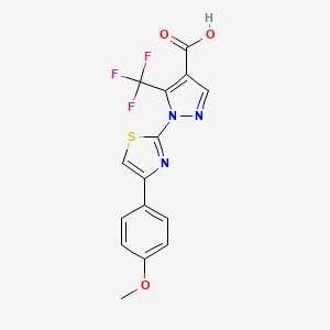 molecular formula C15H10F3N3O3S B2771367 1-[4-(4-methoxyphenyl)-1,3-thiazol-2-yl]-5-(trifluoromethyl)-1H-pyrazole-4-carboxylic acid CAS No. 321848-16-2