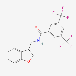 molecular formula C18H13F6NO2 B2771368 N-[(2,3-dihydro-1-benzofuran-3-yl)methyl]-3,5-bis(trifluoromethyl)benzamide CAS No. 2097887-89-1