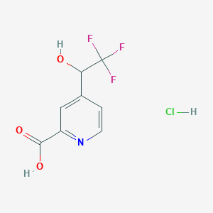 molecular formula C8H7ClF3NO3 B2771372 4-(2,2,2-三氟-1-羟乙基)吡啶-2-甲酸；盐酸 CAS No. 2402829-77-8