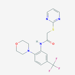 molecular formula C17H17F3N4O2S B277138 N-[2-(4-morpholinyl)-5-(trifluoromethyl)phenyl]-2-(2-pyrimidinylsulfanyl)acetamide 