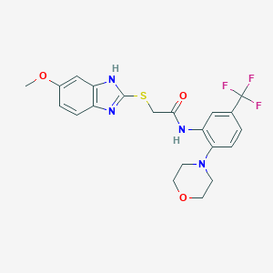 2-[(5-methoxy-1H-benzimidazol-2-yl)sulfanyl]-N-[2-(4-morpholinyl)-5-(trifluoromethyl)phenyl]acetamide
