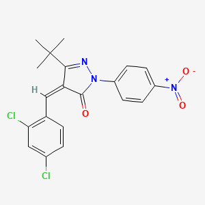 molecular formula C20H17Cl2N3O3 B2771398 (4Z)-5-tert-butyl-4-[(2,4-dichlorophenyl)methylidene]-2-(4-nitrophenyl)pyrazol-3-one CAS No. 1025673-99-7