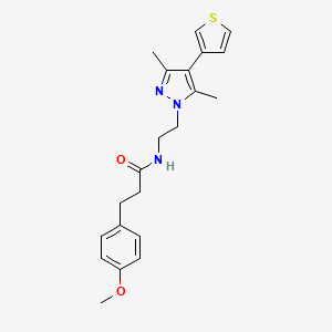 molecular formula C21H25N3O2S B2771403 N-(2-(3,5-dimethyl-4-(thiophen-3-yl)-1H-pyrazol-1-yl)ethyl)-3-(4-methoxyphenyl)propanamide CAS No. 2034555-56-9