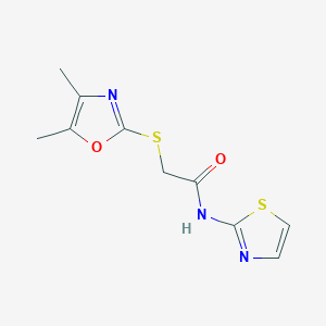 molecular formula C10H11N3O2S2 B277141 2-[(4,5-dimethyl-1,3-oxazol-2-yl)sulfanyl]-N-(1,3-thiazol-2-yl)acetamide 
