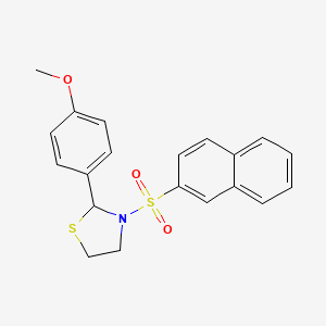molecular formula C20H19NO3S2 B2771411 2-(4-Methoxyphenyl)-3-(naphthalen-2-ylsulfonyl)thiazolidine CAS No. 312750-62-2
