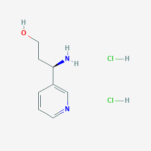 molecular formula C8H14Cl2N2O B2771417 (3R)-3-Amino-3-pyridin-3-ylpropan-1-ol;dihydrochloride CAS No. 2287247-52-1