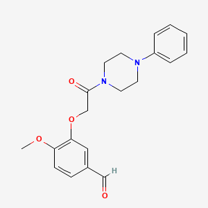 molecular formula C20H22N2O4 B2771424 4-Methoxy-3-[2-oxo-2-(4-phenylpiperazin-1-yl)ethoxy]benzaldehyde CAS No. 571154-59-1