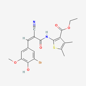 molecular formula C20H19BrN2O5S B2771425 Ethyl 2-[[(Z)-3-(3-bromo-4-hydroxy-5-methoxyphenyl)-2-cyanoprop-2-enoyl]amino]-4,5-dimethylthiophene-3-carboxylate CAS No. 890105-27-8