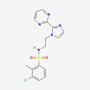 molecular formula C16H16ClN5O2S B2771430 3-chloro-2-methyl-N-(2-(2-(pyrimidin-2-yl)-1H-imidazol-1-yl)ethyl)benzenesulfonamide CAS No. 1797977-22-0