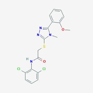molecular formula C18H16Cl2N4O2S B277144 N-(2,6-dichlorophenyl)-2-{[5-(2-methoxyphenyl)-4-methyl-4H-1,2,4-triazol-3-yl]sulfanyl}acetamide 