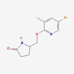 molecular formula C11H13BrN2O2 B2771441 5-{[(5-Bromo-3-methylpyridin-2-yl)oxy]methyl}pyrrolidin-2-one CAS No. 2195881-82-2