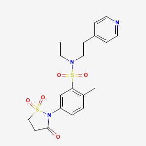 molecular formula C19H23N3O5S2 B2771444 5-(1,1-dioxido-3-oxoisothiazolidin-2-yl)-N-ethyl-2-methyl-N-(2-(pyridin-4-yl)ethyl)benzenesulfonamide CAS No. 1007682-10-1