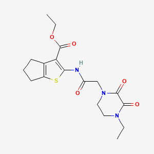 ethyl 2-(2-(4-ethyl-2,3-dioxopiperazin-1-yl)acetamido)-5,6-dihydro-4H-cyclopenta[b]thiophene-3-carboxylate