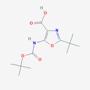 molecular formula C13H20N2O5 B2771486 2-Tert-butyl-5-[(2-methylpropan-2-yl)oxycarbonylamino]-1,3-oxazole-4-carboxylic acid CAS No. 2248310-27-0