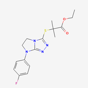 ethyl 2-((7-(4-fluorophenyl)-6,7-dihydro-5H-imidazo[2,1-c][1,2,4]triazol-3-yl)thio)-2-methylpropanoate
