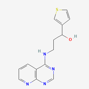 molecular formula C14H14N4OS B2771494 3-(Pyrido[2,3-d]pyrimidin-4-ylamino)-1-thiophen-3-ylpropan-1-ol CAS No. 2379953-44-1