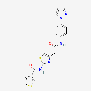 N-(4-(2-((4-(1H-pyrazol-1-yl)phenyl)amino)-2-oxoethyl)thiazol-2-yl)thiophene-3-carboxamide