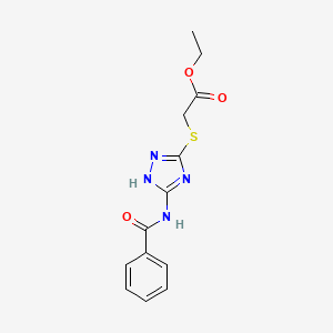 molecular formula C13H14N4O3S B2771512 ethyl 2-{[3-(benzoylamino)-1H-1,2,4-triazol-5-yl]sulfanyl}acetate CAS No. 866010-95-9