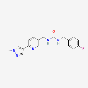 molecular formula C18H18FN5O B2771520 1-(4-fluorobenzyl)-3-((6-(1-methyl-1H-pyrazol-4-yl)pyridin-3-yl)methyl)urea CAS No. 2034523-11-8