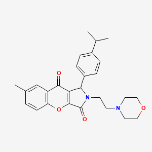 molecular formula C27H30N2O4 B2771522 1-(4-Isopropylphenyl)-7-methyl-2-(2-morpholinoethyl)-1,2-dihydrochromeno[2,3-c]pyrrole-3,9-dione CAS No. 634574-58-6