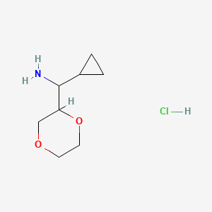 molecular formula C8H16ClNO2 B2771556 Cyclopropyl(1,4-dioxan-2-yl)methanamine hydrochloride CAS No. 2138128-04-6