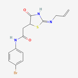molecular formula C14H14BrN3O2S B2771559 (E)-2-(2-(allylimino)-4-oxothiazolidin-5-yl)-N-(4-bromophenyl)acetamide CAS No. 898646-00-9