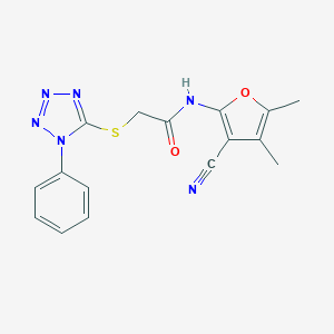 N-(3-cyano-4,5-dimethyl-2-furyl)-2-[(1-phenyl-1H-tetraazol-5-yl)sulfanyl]acetamide