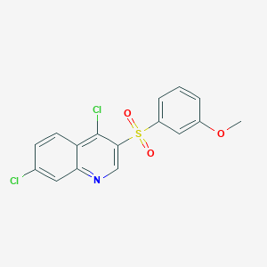 molecular formula C16H11Cl2NO3S B2771565 4,7-二氯-3-[(3-甲氧基苯基)磺酰基]喹啉 CAS No. 1400541-28-7