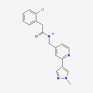 molecular formula C18H17ClN4O B2771567 2-(2-chlorophenyl)-N-((2-(1-methyl-1H-pyrazol-4-yl)pyridin-4-yl)methyl)acetamide CAS No. 2034609-49-7