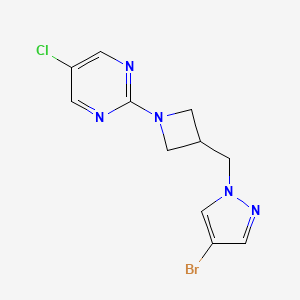 molecular formula C11H11BrClN5 B2771594 2-{3-[(4-bromo-1H-pyrazol-1-yl)methyl]azetidin-1-yl}-5-chloropyrimidine CAS No. 2415600-68-7