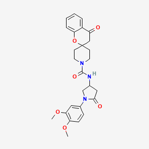 molecular formula C26H29N3O6 B2771601 N-(1-(3,4-dimethoxyphenyl)-5-oxopyrrolidin-3-yl)-4-oxospiro[chroman-2,4'-piperidine]-1'-carboxamide CAS No. 896336-04-2