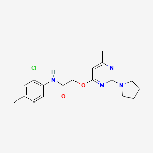 molecular formula C18H21ClN4O2 B2771602 N-(2-chloro-4-methylphenyl)-2-{[6-methyl-2-(pyrrolidin-1-yl)pyrimidin-4-yl]oxy}acetamide CAS No. 1226453-80-0