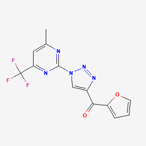 molecular formula C13H8F3N5O2 B2771609 2-呋喃基{1-[4-甲基-6-(三氟甲基)-2-嘧啶基]-1H-1,2,3-三唑-4-基}甲酮 CAS No. 861211-58-7