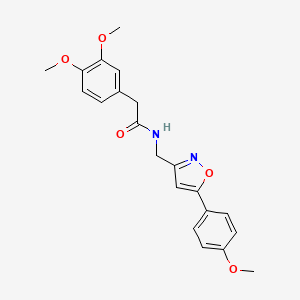 molecular formula C21H22N2O5 B2771610 2-(3,4-dimethoxyphenyl)-N-((5-(4-methoxyphenyl)isoxazol-3-yl)methyl)acetamide CAS No. 952969-67-4