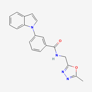 molecular formula C19H16N4O2 B2771621 3-(1H-吲哚-1-基)-N-((5-甲基-1,3,4-噁二唑-2-基)甲基)苯甲酰胺 CAS No. 1251542-69-4