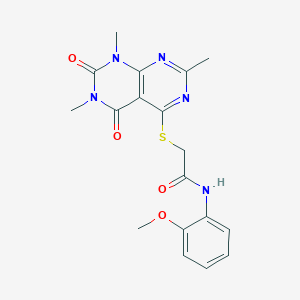 molecular formula C18H19N5O4S B2771632 N-(2-methoxyphenyl)-2-((2,6,8-trimethyl-5,7-dioxo-5,6,7,8-tetrahydropyrimido[4,5-d]pyrimidin-4-yl)thio)acetamide CAS No. 852168-19-5