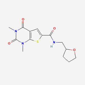 1,3-dimethyl-2,4-dioxo-N-((tetrahydrofuran-2-yl)methyl)-1,2,3,4-tetrahydrothieno[2,3-d]pyrimidine-6-carboxamide