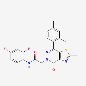 molecular formula C22H18F2N4O2S B2771643 N-(2,4-difluorophenyl)-2-(7-(2,4-dimethylphenyl)-2-methyl-4-oxothiazolo[4,5-d]pyridazin-5(4H)-yl)acetamide CAS No. 941943-48-2
