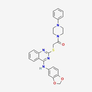 2-((4-(Benzo[d][1,3]dioxol-5-ylamino)quinazolin-2-yl)thio)-1-(4-phenylpiperazin-1-yl)ethanone