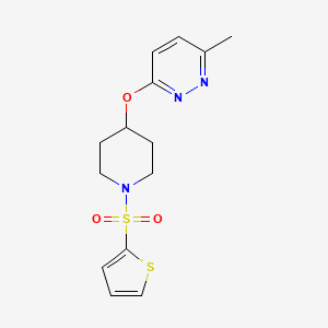 molecular formula C14H17N3O3S2 B2771648 3-甲基-6-((1-(噻吩-2-基磺酰)哌啶-4-基)氧基)吡啶并[1,5-c]嘧啶 CAS No. 1797756-07-0