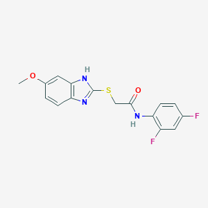 molecular formula C16H13F2N3O2S B277165 N-(2,4-difluorophenyl)-2-[(5-methoxy-1H-benzimidazol-2-yl)sulfanyl]acetamide 